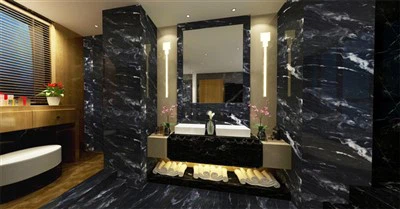 Mustast marmorist plaadid vannituba